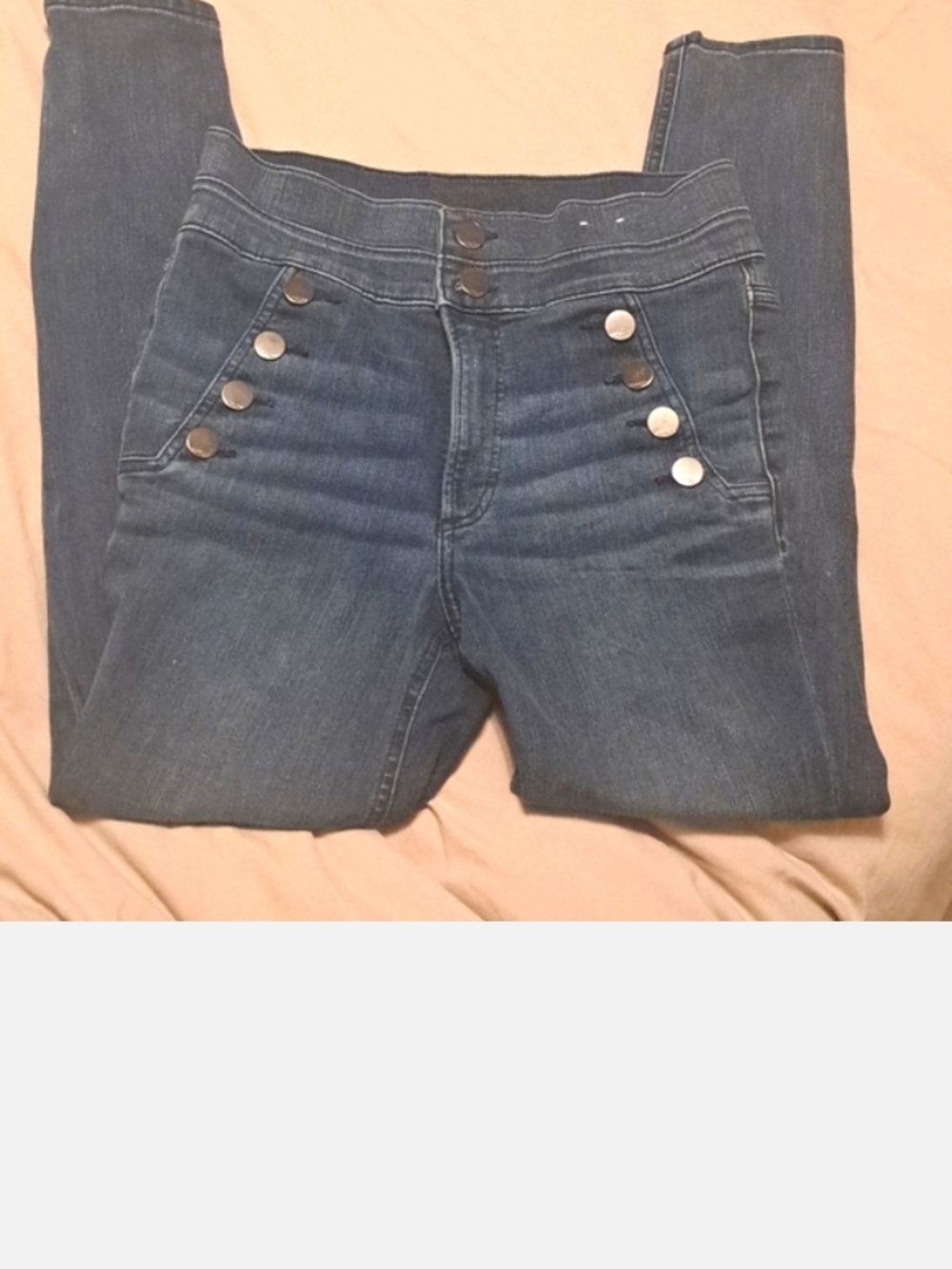 Express High-Rise Dark Blue Button-Front Jeans